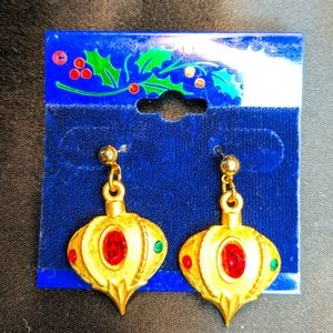 Vintage 1960s Dale Rhinestone Christmas earrings